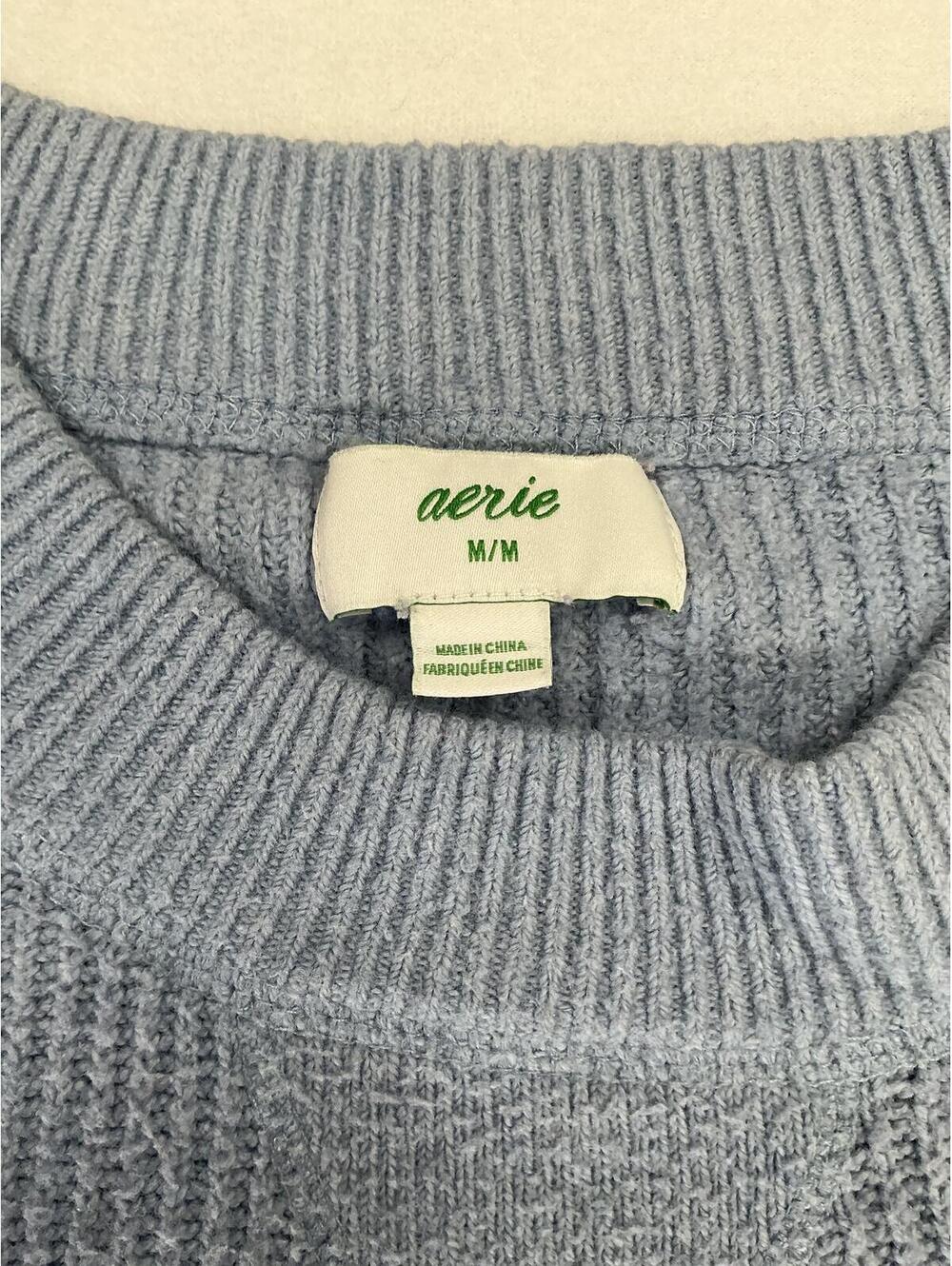 Aerie Ribbed Pullover Sweatshirt in Dusty Blue, Women's M - Picture 6 of 6